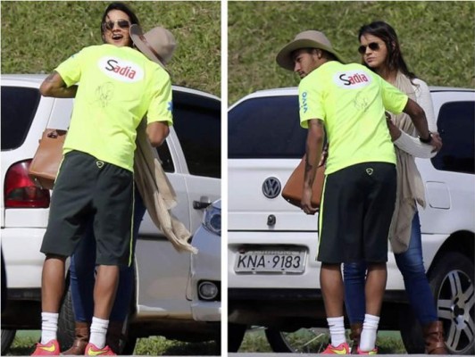 Neymar, bien acompañado por su novia en entrenamiento de Brasil