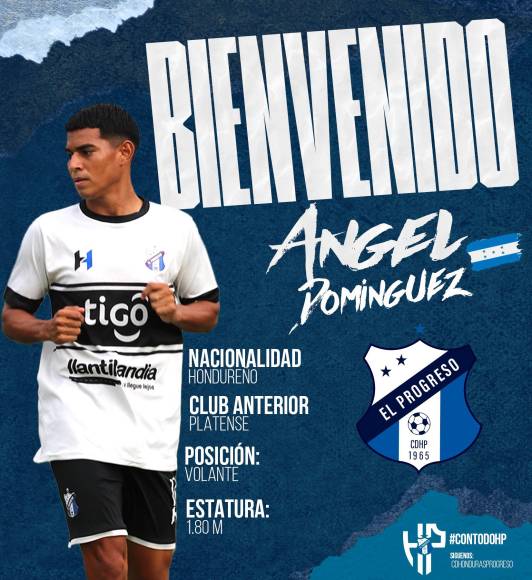 Ángel Domínguez: Volante zurdo que ha sido anunciado como nuevo jugador del Honduras Progreso, llega procedente del Platense.
