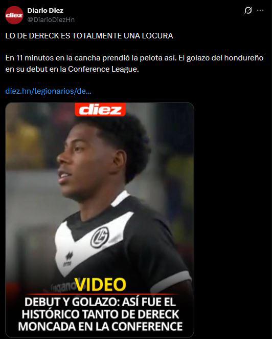 Revuelo por Dereck Moncada tras su golazo en Conference: esto dicen del hondureño