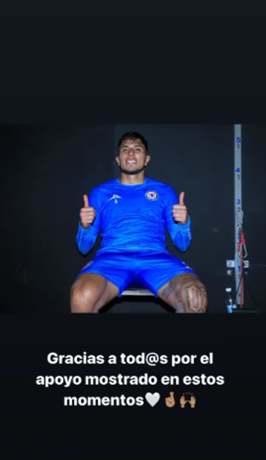 “Gracias a todos por el apoyo mostrado en estos momentos”, fueron las palabras del defensa del Cruz Azul.