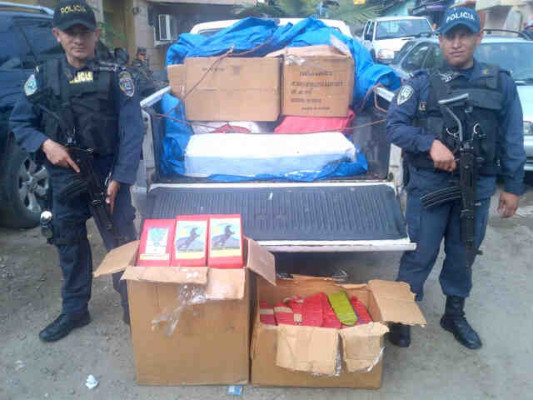Ejército y Policía decomisan pólvora en San Pedro Sula