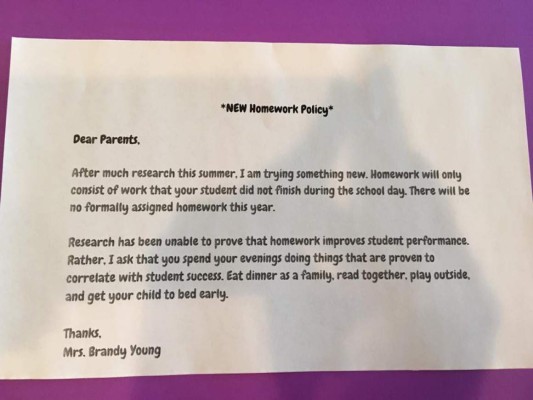 La carta viral de maestra que eliminó las tareas a sus estudiantes