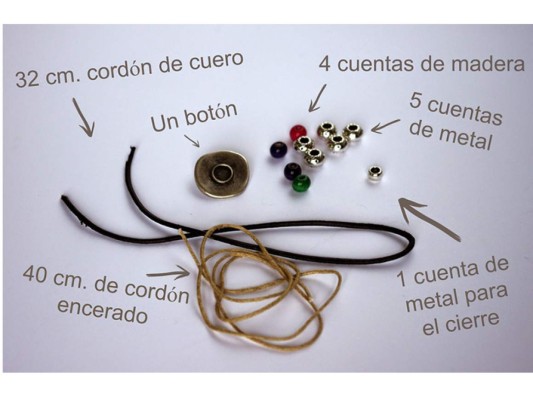 Elabora una pulsera de bolitas con cuero y cordón