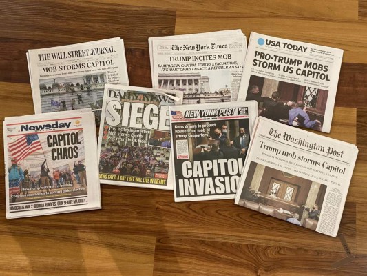 Diarios de EEUU culpan a Trump del asalto al Capitolio y piden su destitución