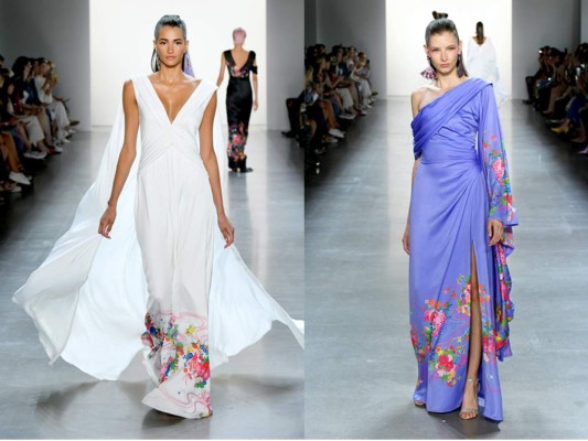 Terciopelo, lentejuela y tul predominan en vestidos de fiesta