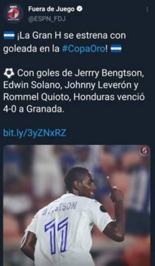 El programa Fuera de Juego en sus redes sociales señaló que la H se estrena con goleada en la Copa Oro.