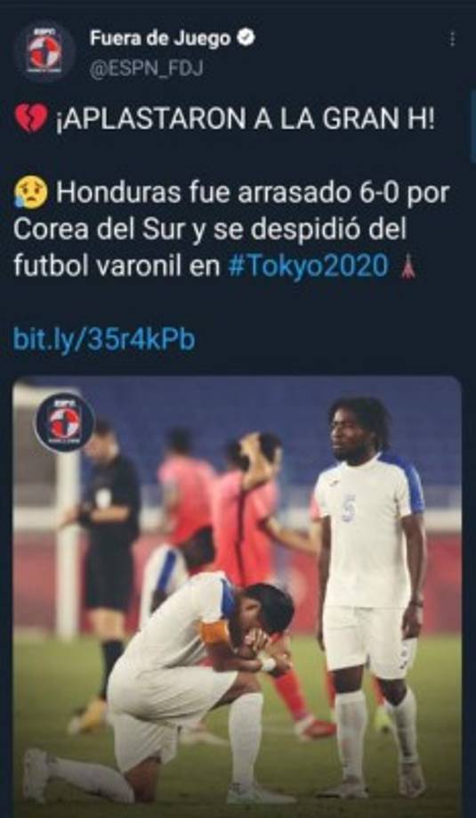 La prensa internacional lamentó la paliza que sufrió el combinado catracho que le costó la eliminación de los Juegos Olímpicos de Tokio 2020.