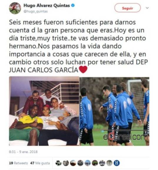 Hugo Álvarez Quintas: Futbolista español que juega actualmente en el AD.Alcorvón de Segunda de División de España ha mandado un conmovedor mensaje en su cuenta de Twitter.