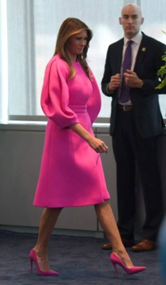 'Lo que aprendí hoy de Melania Trump: nunca te vistas como un globo aerostático fucsia', escribió en Twitter uno de ellos. 'Preciso gafas de sol para mirar el discurso de Melania en la ONU. No sé si tiene un vestido o si está dentro de una lamparita de neón', dijo otro.
