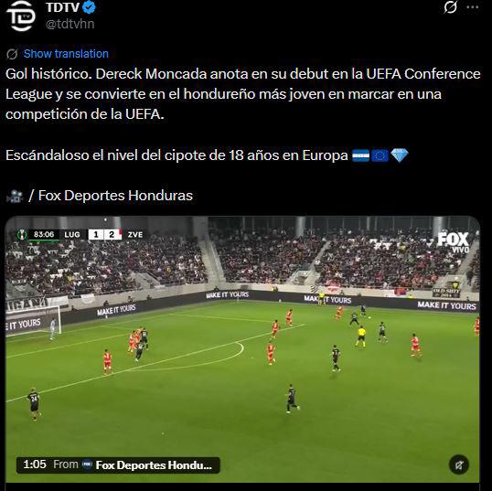 Revuelo por Dereck Moncada tras su golazo en Conference: esto dicen del hondureño