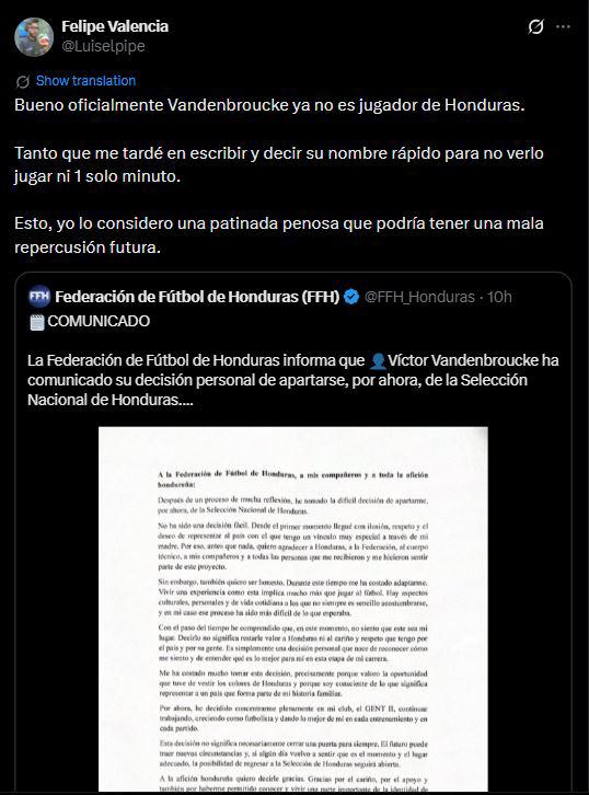 Revuelo tras renuncia de Vandenbroucke a la Selección y exfutbolista deja duro dardo