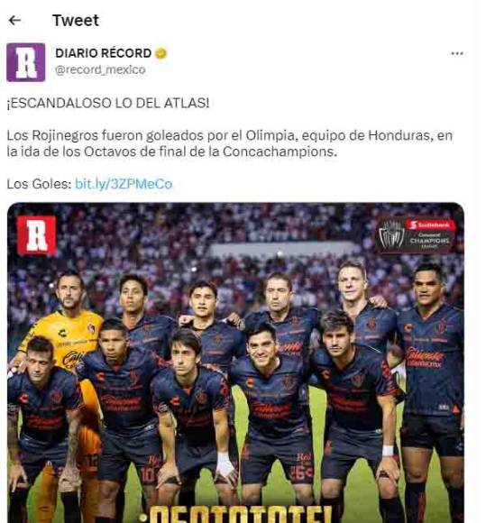 Récord de México: “Escándalo lo del Atlas. “