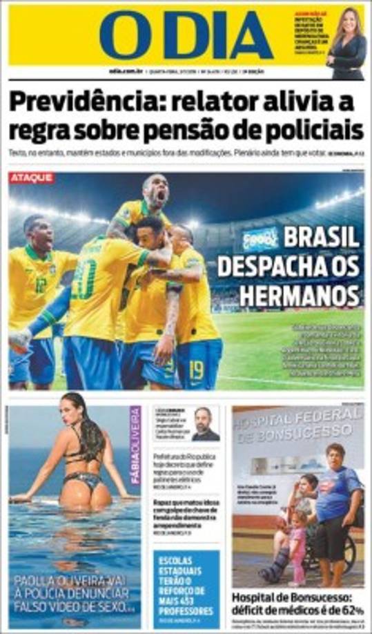 'Brasil despacha a los hermanos', así tituló el diario O Dia de Brasil.