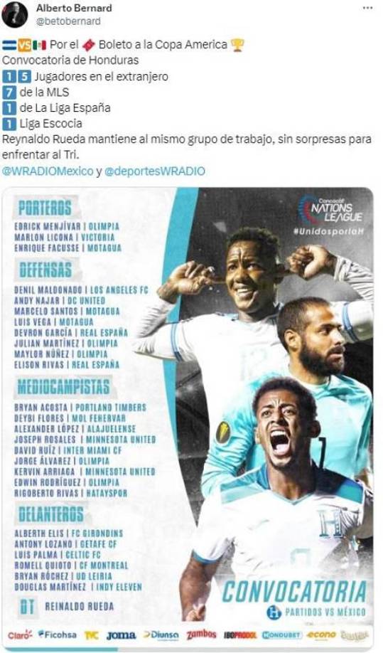Alberto Bernard, periodista mexicano, estuvo atento a la convocatoria y dijo que Honduras no tiene sorpresas.