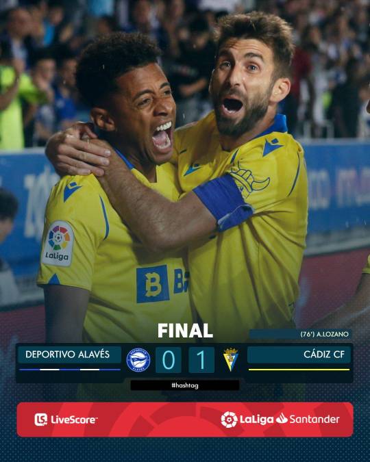 Antony ‘Choco‘ Lozano se metió este domingo en los libros de historia del Cádiz. El delantero hondureño marcó un gol que vale oro puro y la salvación del descenso en la Liga Española para el conjunto amarillo tras vencer a domicilio (0-1) al Deportivo Alavés en la última jornada del campeonato.