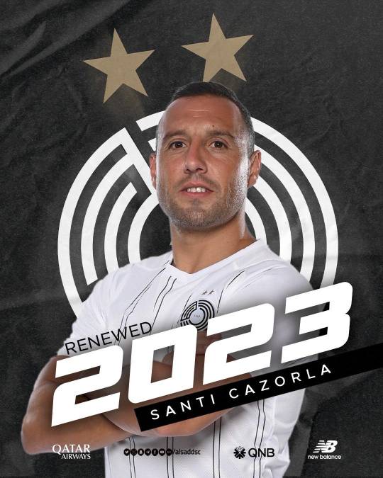 El centrocampista español Santi Cazorla renueva hasta 2023 por Al Sadd de Qatar.