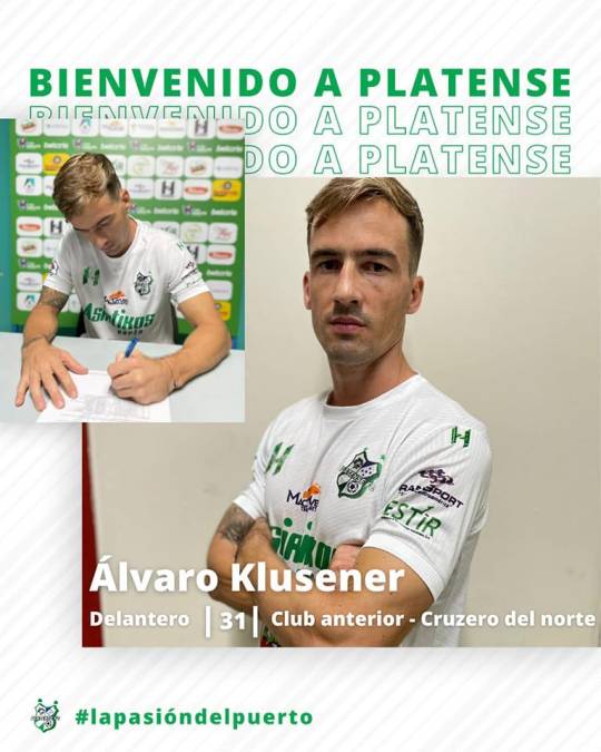 Álvaro Klusener: Es hermano de Gonzalo Klusener y ha sido anunciado como fichaje del Platense para este 2022. Cuenta con 31 años de edad y su último club fue Crucero del Norte del Torneo Federal A, equivalente a la tercera división del fútbol de Argentina. En dicho equipo marcó un total de cinco goles.