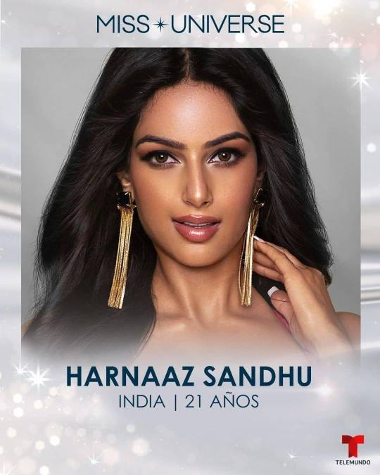 Harnaaz Sandhu de 21 años es una belleza exótica de la India, varios portales le dan la corona del MU21, otros, aseguran que será top dos.