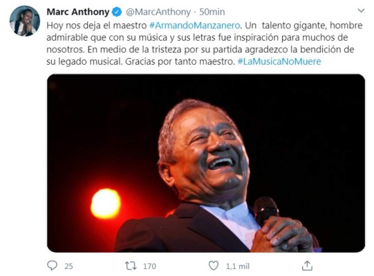 Famosos lloran la muerte del gran maestro Armando Manzanero