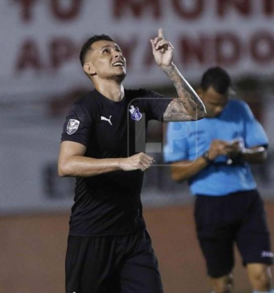 La celebración de Erick Andino por su primer gol con la camiseta del Honduras Progreso.