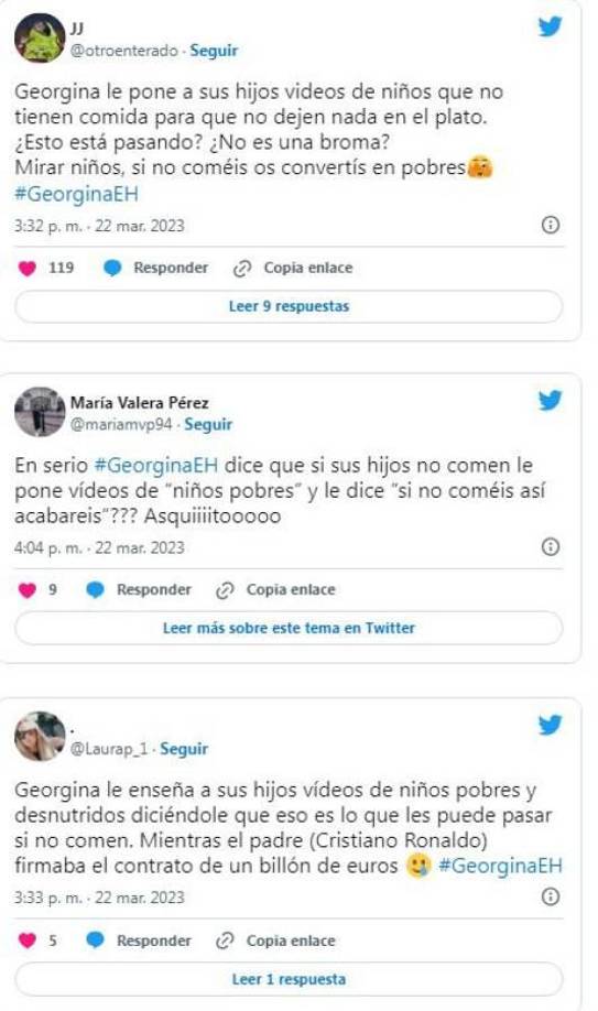 “Enserio Georgina dice que si sus hijos no comen pone videos de ‘niños pobres’”.