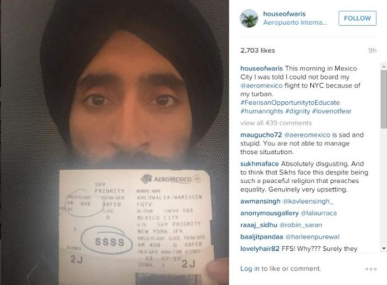 Aeroméxico prohíbe viajar a un actor por usar turbante