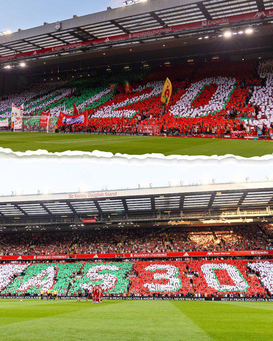 El impresionante homenaje a Diogo Jota y su hermano en Anfield