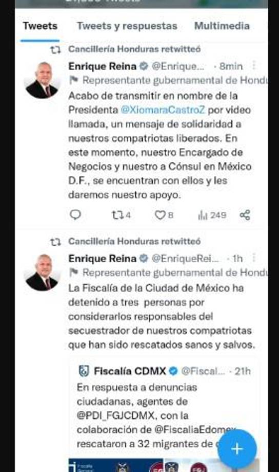 El agradecimiento se extendió a las autoridades mexicanas y la Cancillería de Honduras que unieron fuerzas para poder lograr sacar a la familia del infierno que estaban viviendo en manos de los integrantes de la banda.