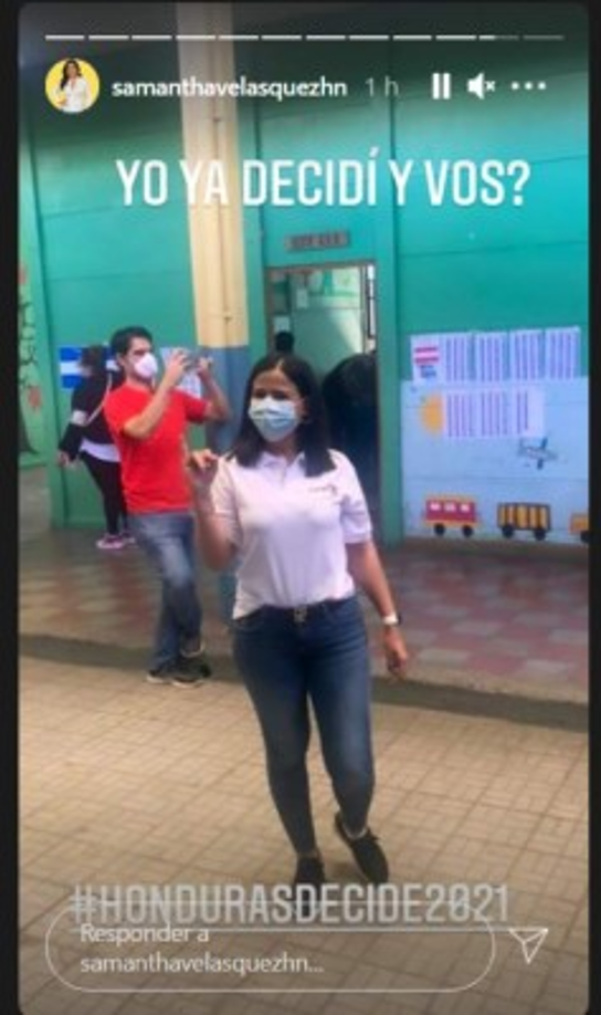 “Yo ya decidí, ¿y vos”?, dijo la periodista Samantha Velásquez junto a esta imagen.