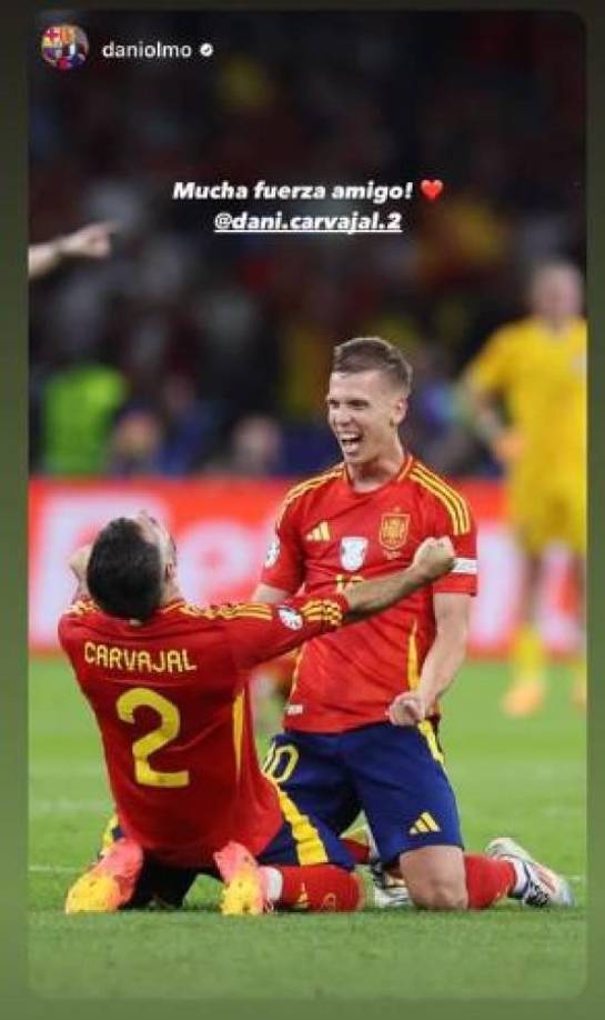Dani Olmo, atacante del Barcelona, también es compañero de Carvajal en el equipo nacional.