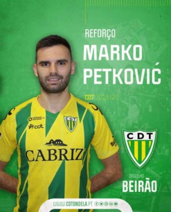 El Tondela de Portugal, donde militan los hondureños Jonathan Rubio y Román Rubilio Castillo, ha anunciado el fichaje del internacional serbio Marko Petkovic para la demarcación de lateral derecho. Se trata de un jugador de 27 años que llega libre, tras quedar desvinculado del Spartak de Moscú, club en el que estuvo dos campañas.