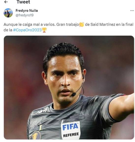 El periodista hondureño Fredy Nuila señaló que Said hizo un “gran trabajo” en la final de la Copa Oro 2023.