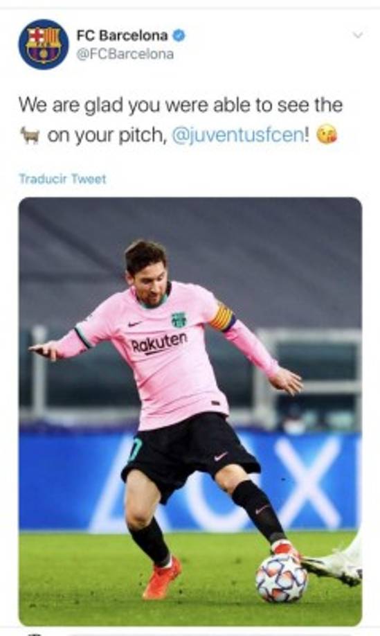 El Barcelona aprovechó la victoria ante la Juventus para echarles en cara quién, a su parecer, es el mejor futbolista del planeta y lo hizo con una polémica publicación a través de su cuenta de Twitter, una provocación para Cristiano Ronaldo y su equipo. <br/><br/>'Nos alegramos que hayan podido ver la Cabra (referencia a Messi) en tu campo, Juventus', escribió el club claugrana acompañada de un emoji de beso, acompañando a una foto de Leo durante el partido.