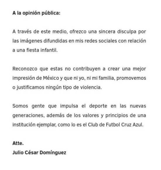 <b>“Cata” Domínguez </b>utilizó su cuenta de Instagram para ofrecer disculpas: “Reconozco que estas (imágenes) no contribuyen a crear una mejor impresión de México y que ni yo, ni mi familia, promovemos o justificamos ningún tipo de violencia”.