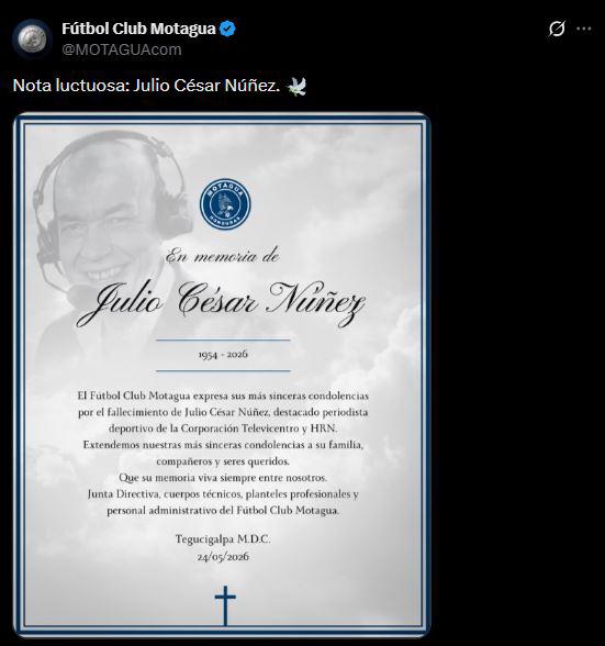 Dolorosos mensajes: Consternación en Honduras por muerte de Julio César Núñez