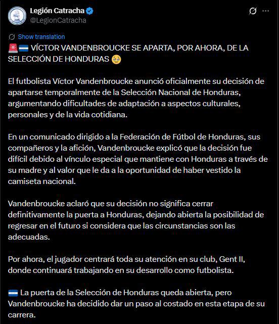 Revuelo tras renuncia de Vandenbroucke a la Selección y exfutbolista deja duro dardo