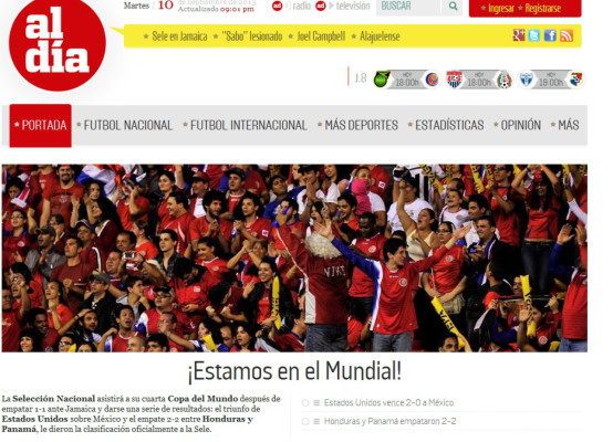 Prensa de Costa Rica: 'Sufrida pero al fin clasificación'