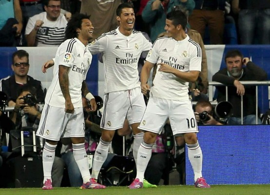 Cristiano celebró bailando un ritmo colombiano con James y Marcelo