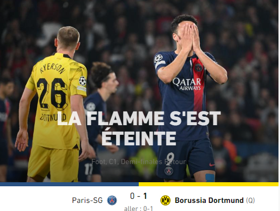 “La llama se ha apagado”, L’Equipé de Francia.