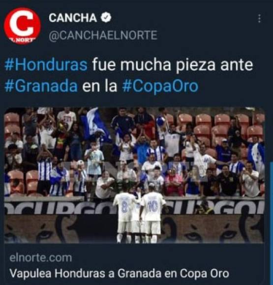 Cancha del Norte de México tituló que Honduras fue mucha pieza ante Granada.