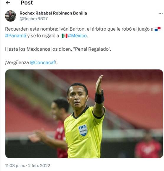 Los panameños no recuerdan con mucho agrado a Iván Bartón ya que en el 2022 le sancionó un polémico penal a favor a la selección de México.