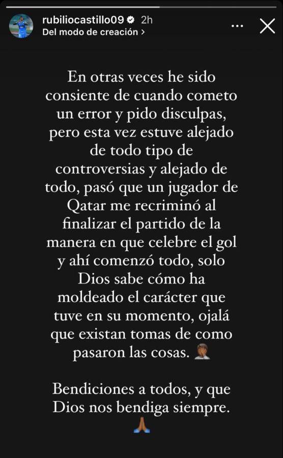 Publicación de Rubilio Castillo en sus redes sociales.