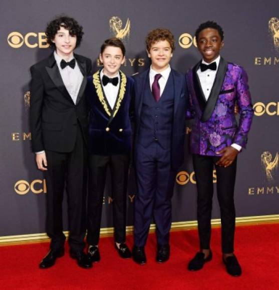 LOS ANGELES, CA - SEPTEMBER 17: (L-R) Actors Finn Wolfhard, Noah Schnapp, Gaten Matarazzo and Caleb McLaughlin attend the 69th Annual Primetime Emmy Awards at Microsoft Theater on September 17, 2017 in Los Angeles, California. Frazer Harrison/Getty Images/AFP