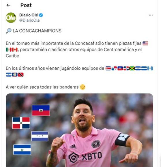 La noticia de que Messi juegue en Honduras y el resto de Centroamérica le ha dado la vuelta al mundo. El Diario Olé de Argentina realizó este posteo en sus redes sociales. 