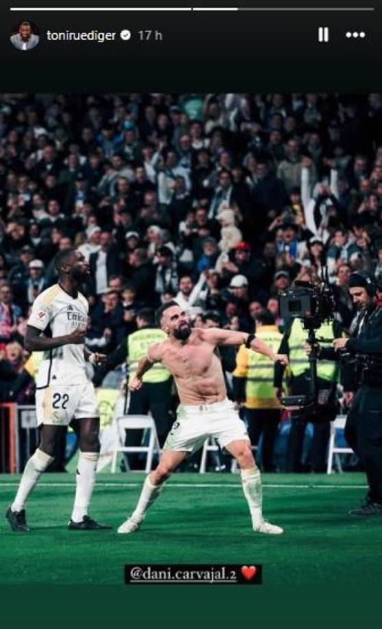 Rudiger, por su parte, colgó esta imagen en sus historias de Instagram como muestra de apoyo a su compañero.