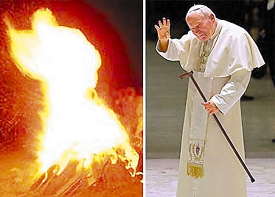 Silueta del Papa en hoguera, 'nuevo milagro”