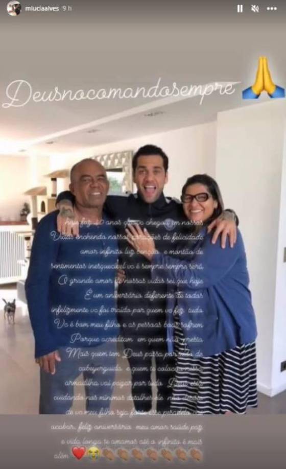 Publicación de la madre de Dani Alves en sus redes sociales con un fuerte mensaje sobre la situación de su hijo.