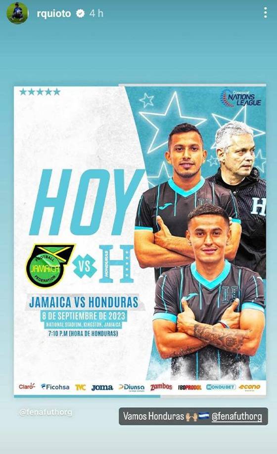 Romell Quioto es otro de los jugadores que no estará en el debut de Honduras en la Nations League y dejó su mensaje de apoyo para los seleccionados hondureños. 