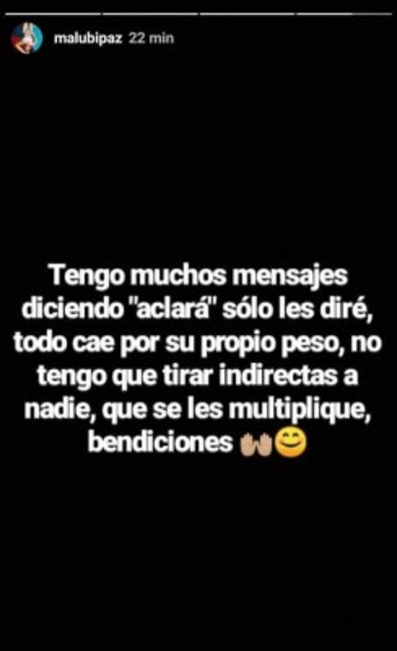 Malubi Paz ha reaccionado después de que todo saliera a la liz y ha publicado este mensaje en su cuenta de Instagram.