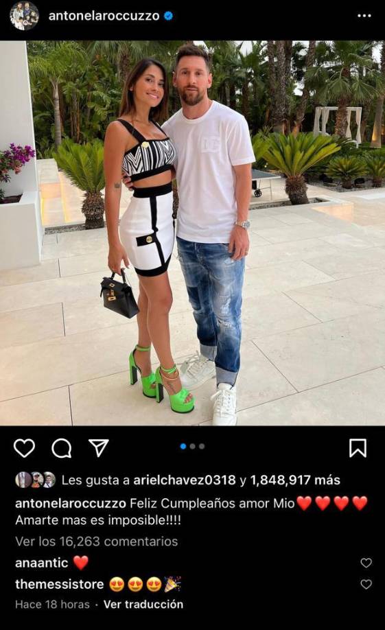 “Feliz cumpleaños amor mío”, fueron las dulces palabras de Antonela Roccuzzo, esposa de Lio.